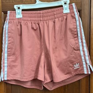 Adidas Small Pink Silky Shorts Butt-Pocket